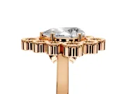 Cluster Halo Engagement Ring Setting for Pear-Shaped Center with Milgrain Bezel Accents and Prong Head in Rose Gold