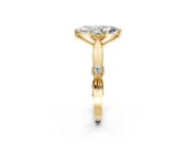 Solitaire Engagement Ring Setting for Marquise Center with Carved Leaf Shoulders and Prong Head in Yellow Gold