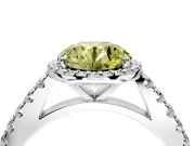 Halo Engagement Ring Setting for Fancy Yellow Round Cut Center with Full Pave Band and Prong Head in Platinum