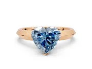Solitaire Engagement Ring Setting for Fancy Blue Heart-Shaped Center with Wide Knife Ridge Band and Prong Head in Rose Gold