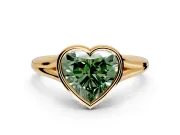 Solitaire Engagement Ring Setting for Fancy Green Heart-Shaped Center with V Split Shank and Bezel Head in Yellow Gold