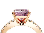 Solitaire Engagement Ring Setting for Fancy Pink Princess Cut Center with Single Row Accent Band and Prong Head in Rose Gold