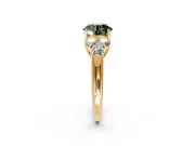 Cluster Engagement Ring Setting for Fancy Green Round Cut Center with Round Cut Accent Frame and Prong Head in Yellow Gold