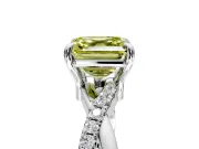Solitaire Engagement Ring Setting for Fancy Yellow Asscher Cut Center with Half-Pave Crossover Band and Prong Head in Platinum