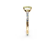 Baguette Engagement Ring Setting for Fancy Yellow Radiant Cut Center with Alternating Bar-Set Band and Prong Head in Yellow Gold