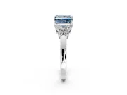 Solitaire Engagement Ring Setting for Fancy Blue Princess Cut Center with Marquise Flower Shoulders and Prong Head in White Gold