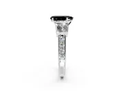 Channel-Set Engagement Ring Setting for Fancy Black Pear-Shaped Center with Baguette Band and Prong Head in White Gold