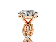 Solitaire Engagement Ring Setting for Oval Center with Marquise Panel Band and Prong Head in Rose Gold