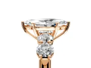 5 Stone Engagement Ring Setting for Marquise Center with Graduated Accents and Prong Head in Rose Gold