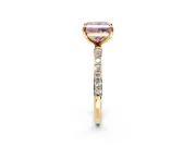 Solitaire Engagement Ring Setting for Fancy Pink Princess Cut Center with Pave Accents and Prong Head in Yellow Gold