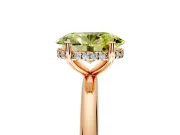 Hidden Halo Engagement Ring Setting for Fancy Yellow Oval Center with Thin Round-Wire Band and Prong Head in Rose Gold