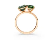 Fancy Green Asscher Cut and Emerald Cut Lab-Grown Diamond Toi et Moi Engagement Ring with Prong-Set Stones in Rose Gold