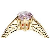 Split Shank Engagement Ring Setting for Fancy Pink Marquise Center with Pave Split Shank and Prong Head in Yellow Gold