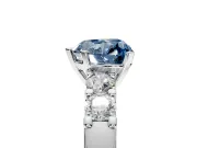 5 Stone Engagement Ring Setting for Fancy Blue Heart-Shaped Center with Plain Band and Prong Head in Platinum