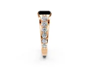 Solitaire Engagement Ring Setting for Fancy Black Radiant Cut Center with Graduated Shared Prongs and Prong Head in Rose Gold