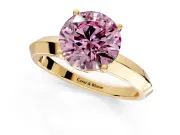 Solitaire Engagement Ring Setting for Fancy Pink Round Cut Center with Wide Knife Ridge Band and Prong Head in Yellow Gold