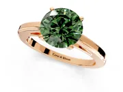 Solitaire Engagement Ring Setting for Fancy Green Round Cut Center with Flat-Sided Plain Band and Prong Head in Rose Gold