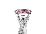 Solitaire Engagement Ring Setting for Fancy Pink Oval Center with Half-Pave Crossover Band and Prong Head in White Gold