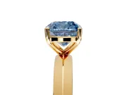 Solitaire Engagement Ring Setting for Fancy Blue Cushion Cut Center with Wide Knife Ridge Band and Prong Head in Yellow Gold