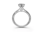 Solitaire Engagement Ring Setting for Asscher Cut Center with Milgrain Cathedral Band and Prong Head in Sterling Silver