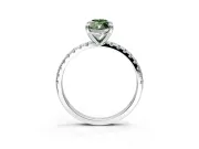 Solitaire Engagement Ring Setting for Fancy Green Marquise Center with Fine Pave Narrow Band and Prong Head in White Gold