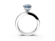Solitaire Engagement Ring Setting for Fancy Blue Princess Cut Center with Channel-Set Accents and Prong Head in Sterling Silver