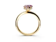 Solitaire Engagement Ring Setting for Fancy Pink Heart-Shaped Center with Fine Pave Band and Prong Head in Yellow Gold
