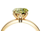 Solitaire Engagement Ring Setting for Fancy Yellow Heart-Shaped Center with Thin Rounded Plain Band and Prong Head in Yellow Gold