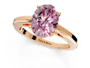 Solitaire Engagement Ring Setting for Fancy Pink Oval Center with Flat-Sided Plain Band and Prong Head in Rose Gold