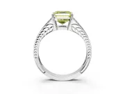 Split Shank Engagement Ring Setting for Fancy Yellow Asscher Cut Center with Pave Split Shank and Prong Head in Platinum