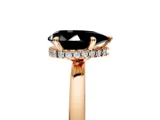 Hidden Halo Engagement Ring Setting for Fancy Black Pear-Shaped Center with Plain Band and Tall Prong Head in Rose Gold
