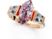 Channel-Set Engagement Ring Setting for Fancy Pink Marquise Center with Baguette Band and Prong Head in Rose Gold