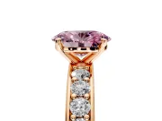 Solitaire Engagement Ring Setting for Fancy Pink Oval Center with Channel-Set Accents and Prong Head in Rose Gold