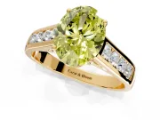 Solitaire Engagement Ring Setting for Fancy Yellow Oval Center with Cathedral Channel Band and Prong Head in Yellow Gold