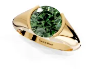 Tension Engagement Ring Setting for Fancy Green Round Cut Center with Wide Tapered Band and Tension Head in Yellow Gold