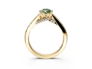 Solitaire Engagement Ring Setting for Fancy Green Pear-Shaped Center with Crossover Accents and Prong Head in Yellow Gold