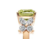Floral Engagement Ring Setting for Fancy Yellow Princess Cut Center with Marquise Cluster Shoulders and Prong Head in Rose Gold