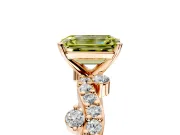 Solitaire Engagement Ring Setting for Fancy Yellow Emerald Cut Center with Bar-Station Pave Twist and Prong Head in Rose Gold