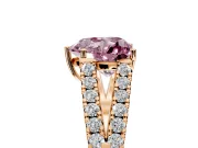 Solitaire Engagement Ring Setting for Fancy Pink Heart-Shaped Center with Pave Split Shank and Prong Head in Rose Gold