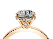 Solitaire Engagement Ring Setting for Round Cut Center with Fine Wire Band and Prong Head in Rose Gold