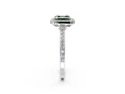 Halo Engagement Ring Setting for Fancy Green Asscher Cut Center with Pave Accents, Heart Basket and Prong Head in Platinum