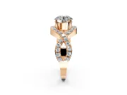 Halo Engagement Ring Setting for Round Cut Center with Pave Infinity Twist Band and Prong Head in Rose Gold