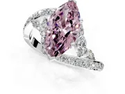 Solitaire Engagement Ring Setting for Fancy Pink Marquise Center with Pave Bypass Twist Band and Prong Head in Platinum