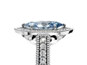 Milgrain Halo Engagement Ring Setting for Fancy Blue Marquise Center with Pave Band and Prong Head in White Gold