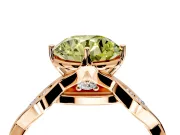 Solitaire Engagement Ring Setting for Fancy Yellow Round Cut Center with Accented Twist Band and Leaf Prong Head in Rose Gold