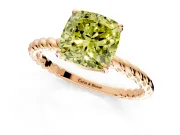 Solitaire Engagement Ring Setting for Fancy Yellow Cushion Cut Center with Plain Twisted Rope Band and Prong Head in Rose Gold