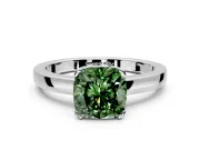Solitaire Engagement Ring Setting for Fancy Green Cushion Cut Center with Plain Band and Flat Tab Prong Head in Platinum