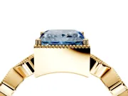 Vintage Station Engagement Ring Setting for Fancy Blue Princess Cut Center with Accents and Prong Head in Yellow Gold
