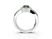 Halo Engagement Ring Setting for Fancy Green Cushion Cut Center with Wide Band, Inlaid Accent Row and Prong Head in Sterling Silver