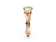 Solitaire Engagement Ring Setting for Fancy Yellow Radiant Cut Center with Pave and Plain Crossover Band and Prong Head in Rose Gold